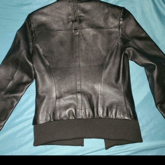 Real black leather jacket, small - Picture 3 of 7